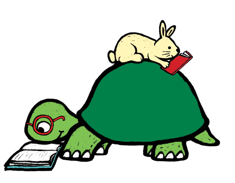 rabbit and turtle reading