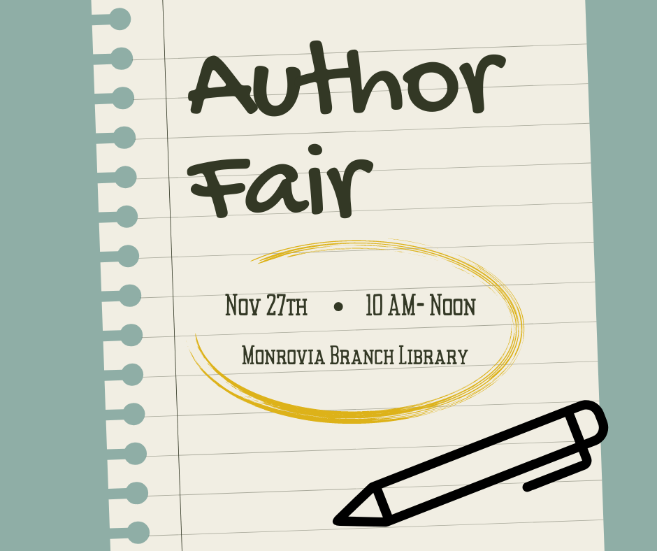 Author Fair. Nov 27th 10 AM to Noon.