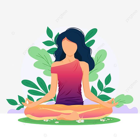 Woman sitting in meditative, crossed leg pose, hands on knees.