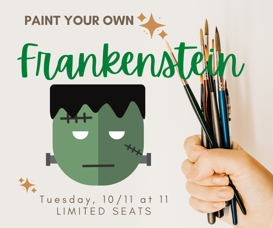 paintbrushes in a hand and clipart Frankenstein