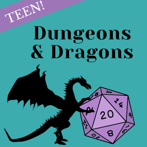 Dragon rolling a D20 dice