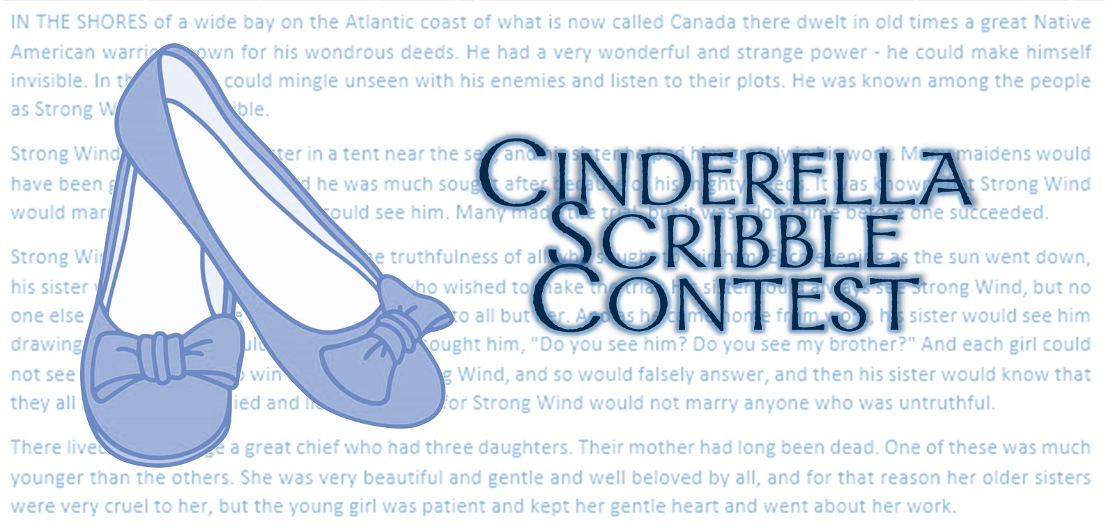 blue shoes and text reading Cinderella Scribble Contest