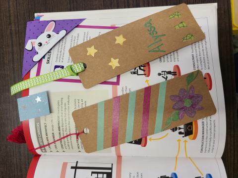 Bookmarks placed on a book