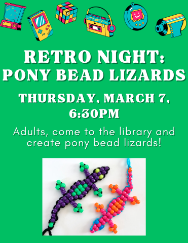 information about the program and photos of lizards made from pony beads