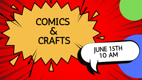 Comic book style word bubbles promoting the event.