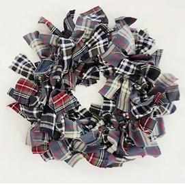 Memory wreath made from a loved one's flannel shirts