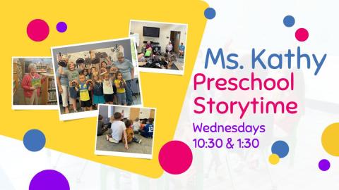 Images of Ms Kathy and children enjoying Storytime