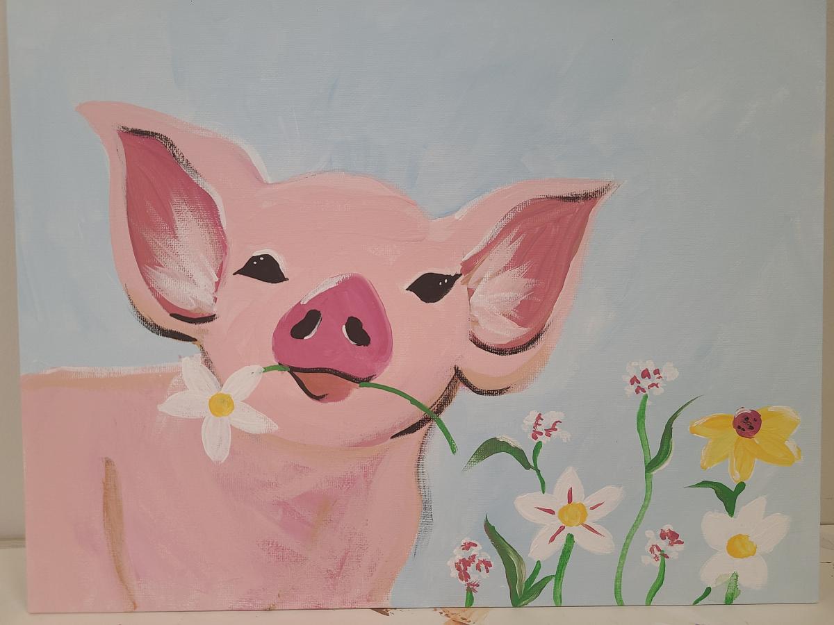 Pig with flowers