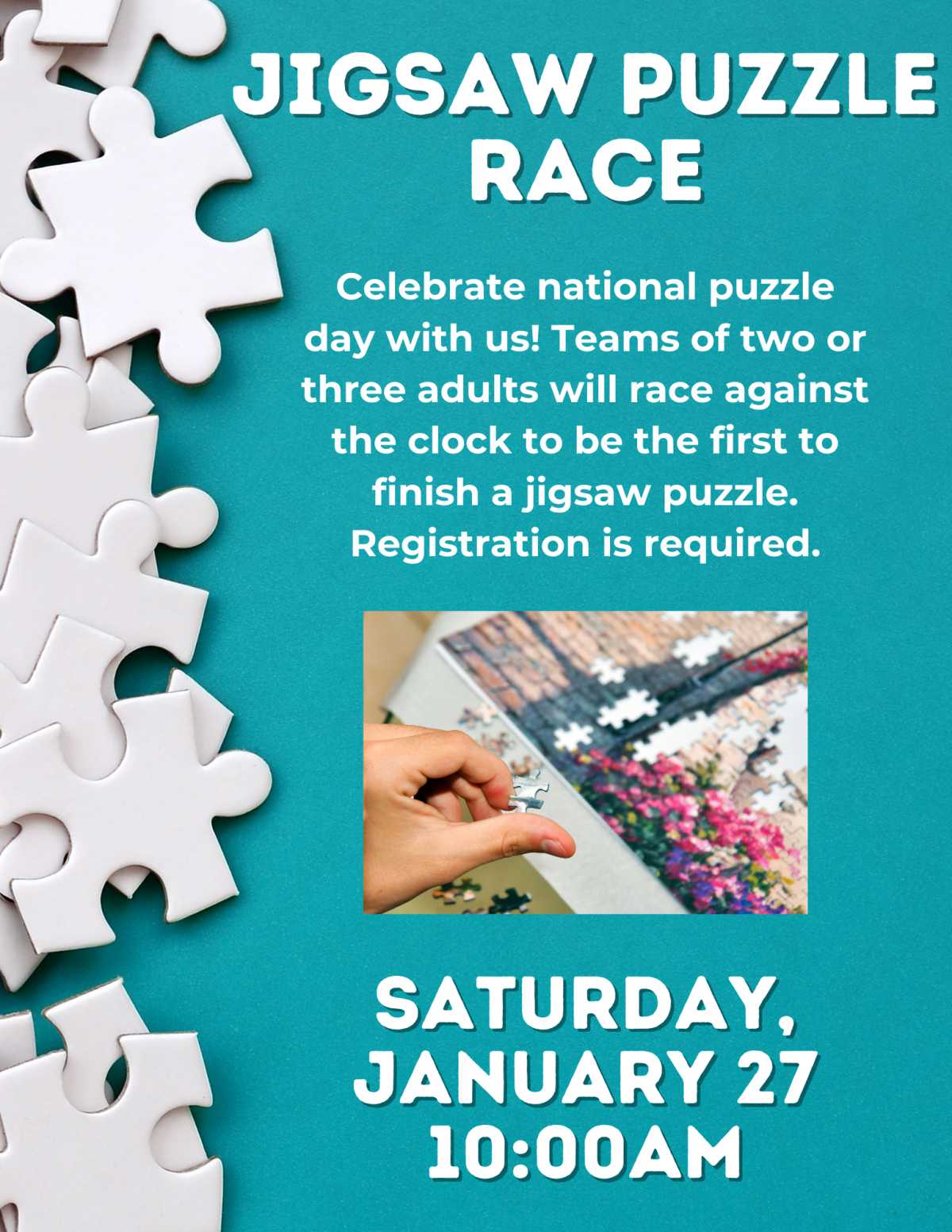 the flyer for this program featuring jigsaw puzzle pieces and the same information in this form