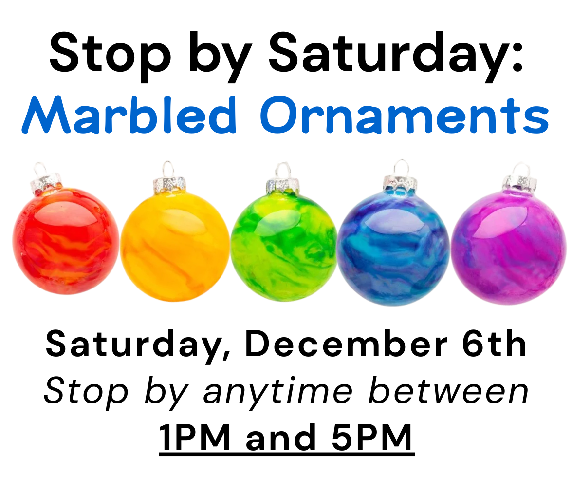 Stop by Saturday: Marbled Ornaments flyer